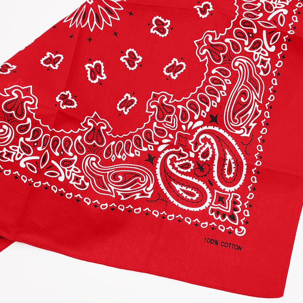 Trifong Bandana Red Paisley Men's Handkerchief 100% Cotton Adult Bandana Cashew Pattern Stylish 55cm x 55cm Red