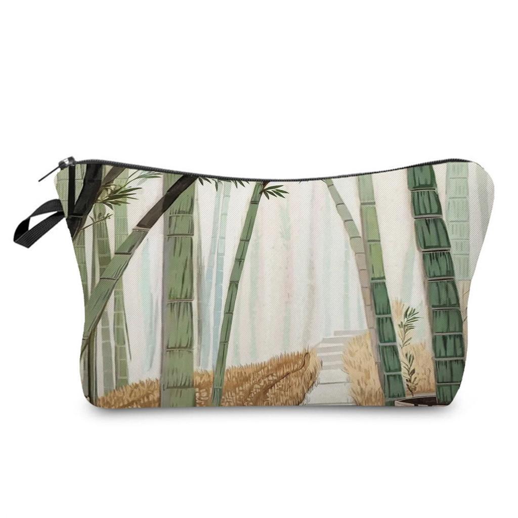 Women Bamboo grove Print Cosmetic Bag Toiletries Organize Travel Storage Case 6888
