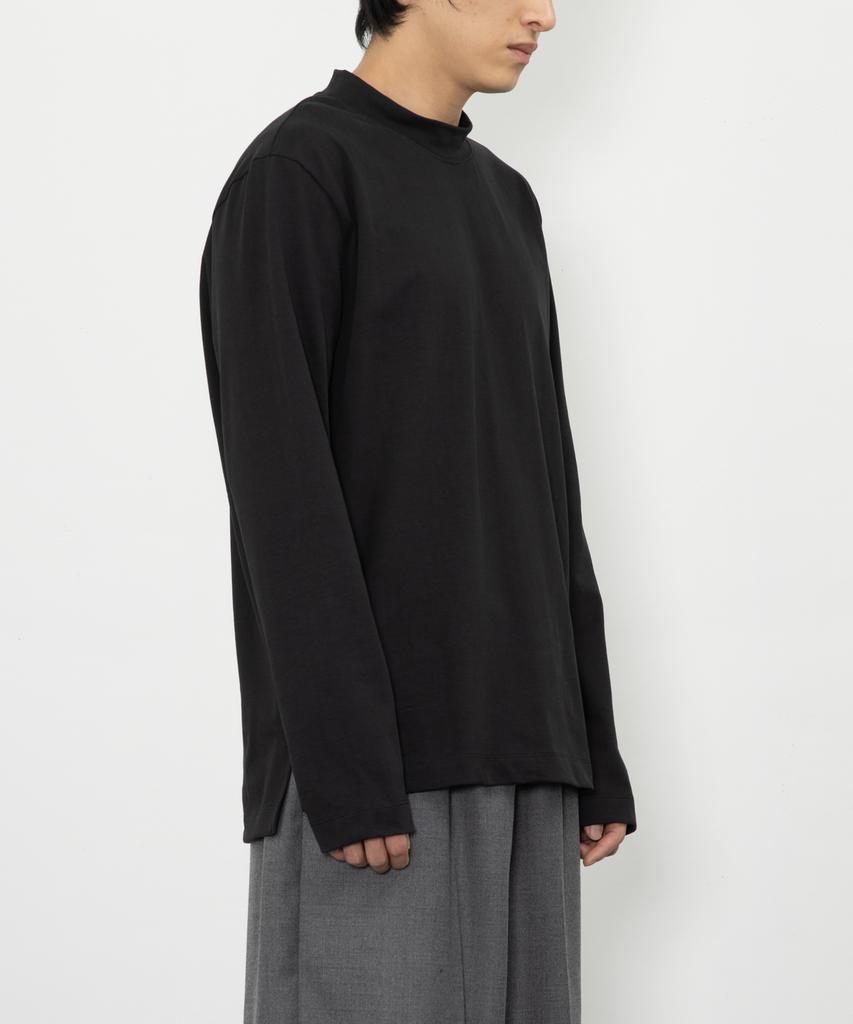 RAW TO RAW Mrn007 Fine Cotton Half Neck Pullover (Deep Black)
