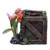 Aquarium Resin Decoration Innovative Simulation Landscaping Hollow Design Wooden Box Shape Fish Tank Decoration for Home
