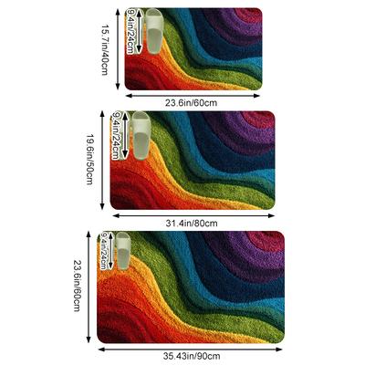 2D Regenbogen Fußmatte Badezimmer Anti-Rutsch Saugfähig Schnelltrocknend Fußmatte Tür Vorleger Toilette Anti-Sturz Tür Vorleger Innen- und Außenbereich Fußmatte