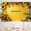 2D Printed Backdrop with Custom Text, Sunflowers, Bees and Honeycomb Pattern