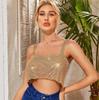 Bling Rhinestones Party Crop Top 2022 Fashion Solid Backless Straps Full Diamonds Sequins Cami Cropped Top for Women