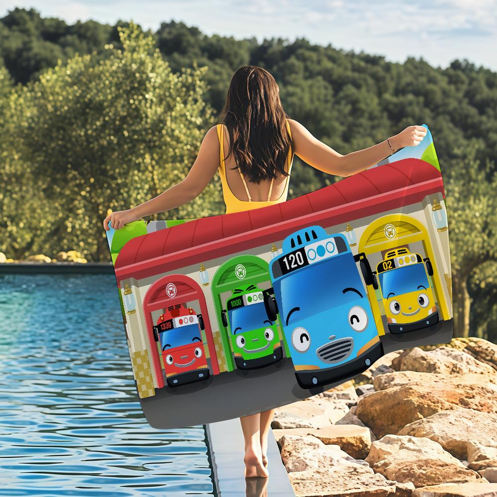 Tayo Le Petit Bus Serviette en Laine pour Enfant Séchage Rapide Serviettes de Plage Conviennent pour les Piscines le Camping le Yoga et la Salle de Sport