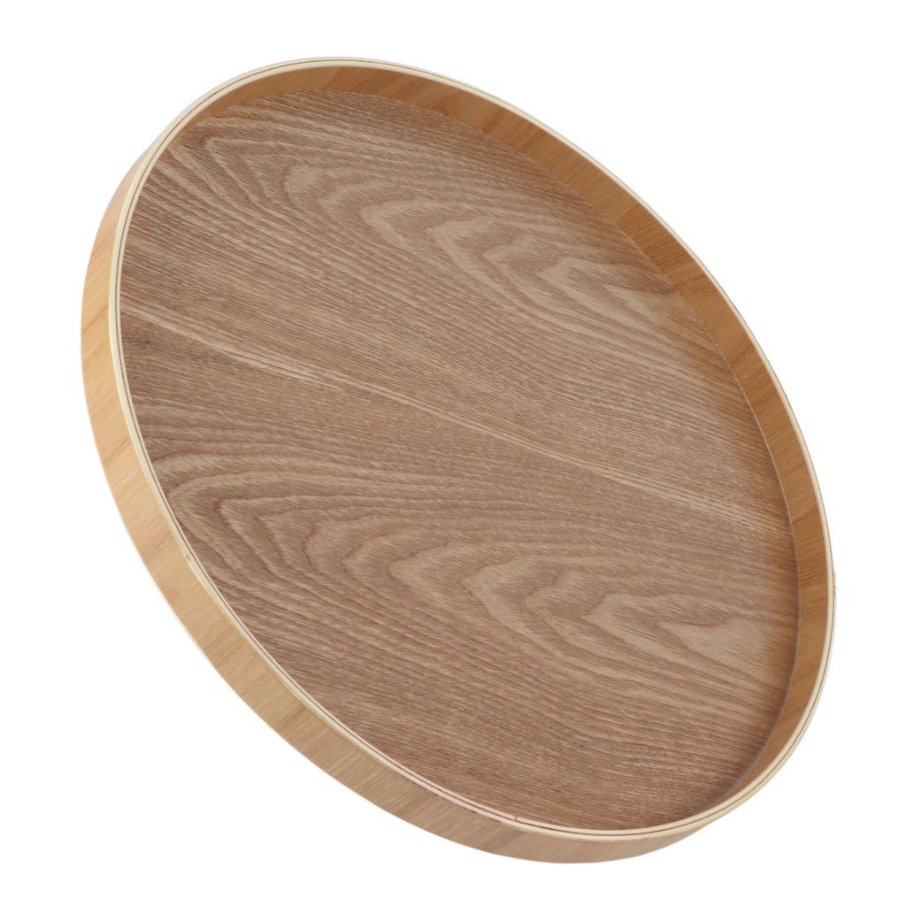 Round Shape Solid Wood Tea Coffee Snack Food Meals Serving Tray Plate Restaurant Trays Wooden