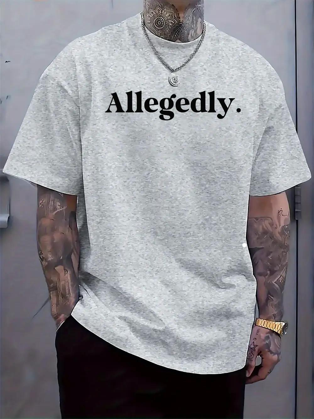 Allegedly  Graphic Print Short Sleeve T-shirt - Black with White Text XXXXL