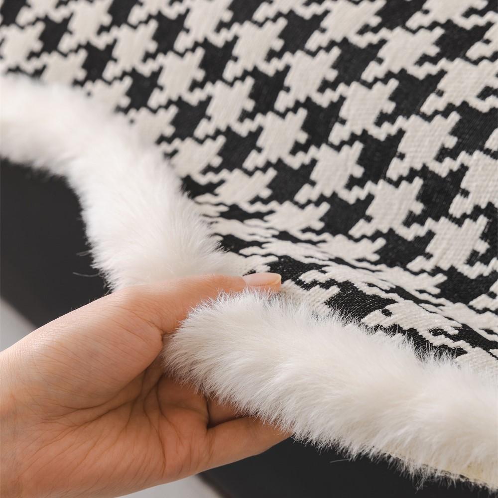 Vintage Irregularity Houndstooth Sofa Covers Plush Sectional Couch Non Slip Sofa Slipcover Furniture Protec Cushion Carpet
