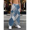Pantaloni Casual Larghi da Uomo con Stampa Geometrica 3D, Vita Elasticizzata con Coulisse e Tasche, per Primavera Estate Casa All'aperto Vacanza