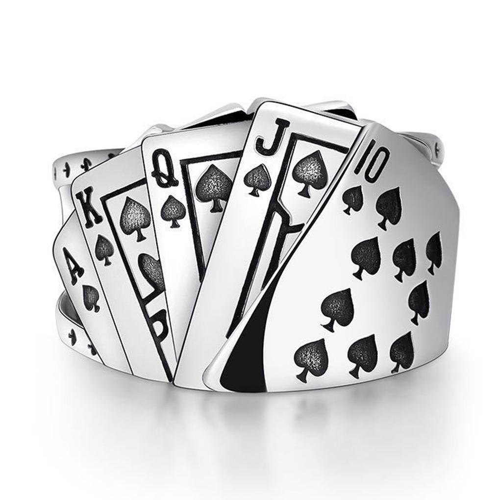 Playing Card Rings Exquisite Hand Adornment Jewelry Decors Unisex Alloy Adjustable Open Fingers Ring Birthday Gift