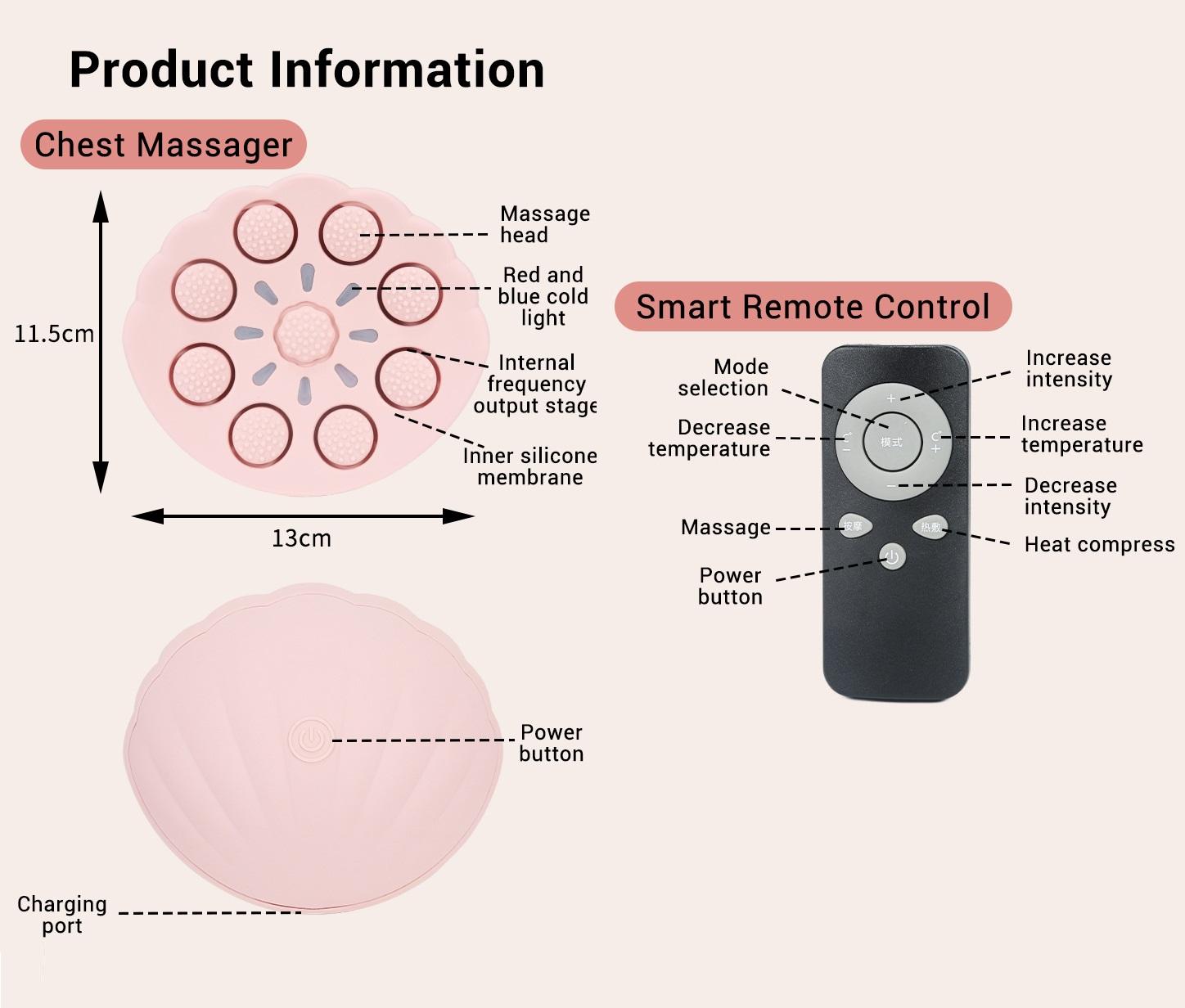 

Smart Chest Massager & Enhancer for Breast , Care, and Shapin Red Light Therapy + Heat + Vibration for Firm & Plump Curves розовый