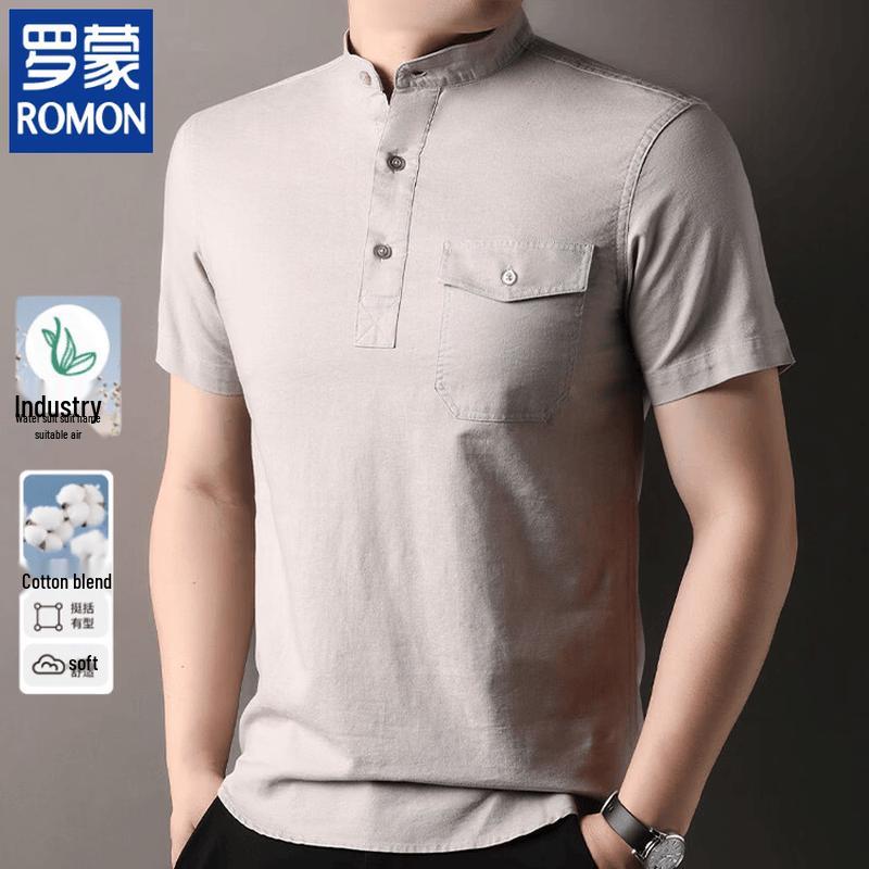 ROMON Men s Linen Blend Polo Shirt XL