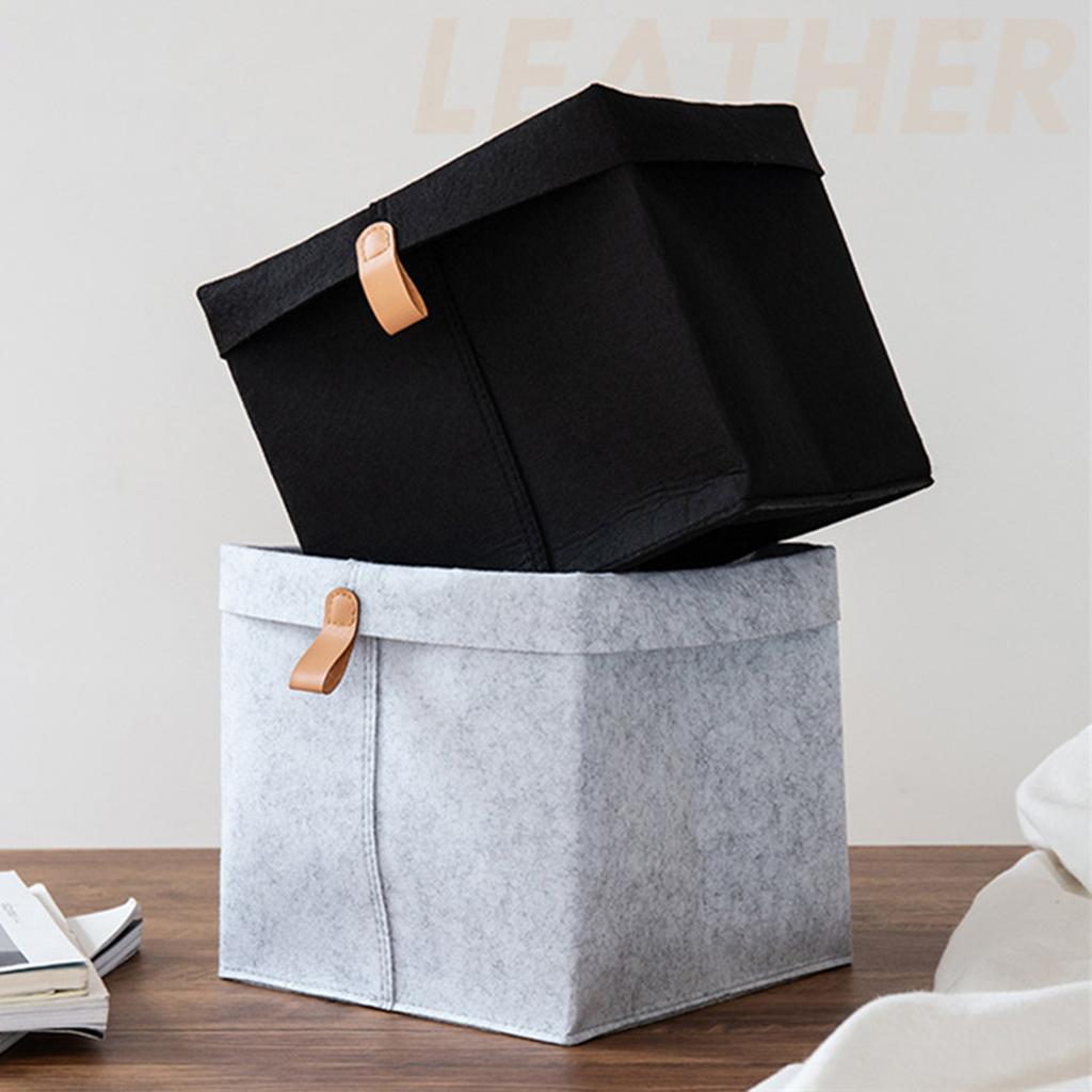 Felt Storage Basket Foldable Desk Organizer Bin For Snacks Toys and Misc Items Durable Felt Box For Dorm Room Home Office