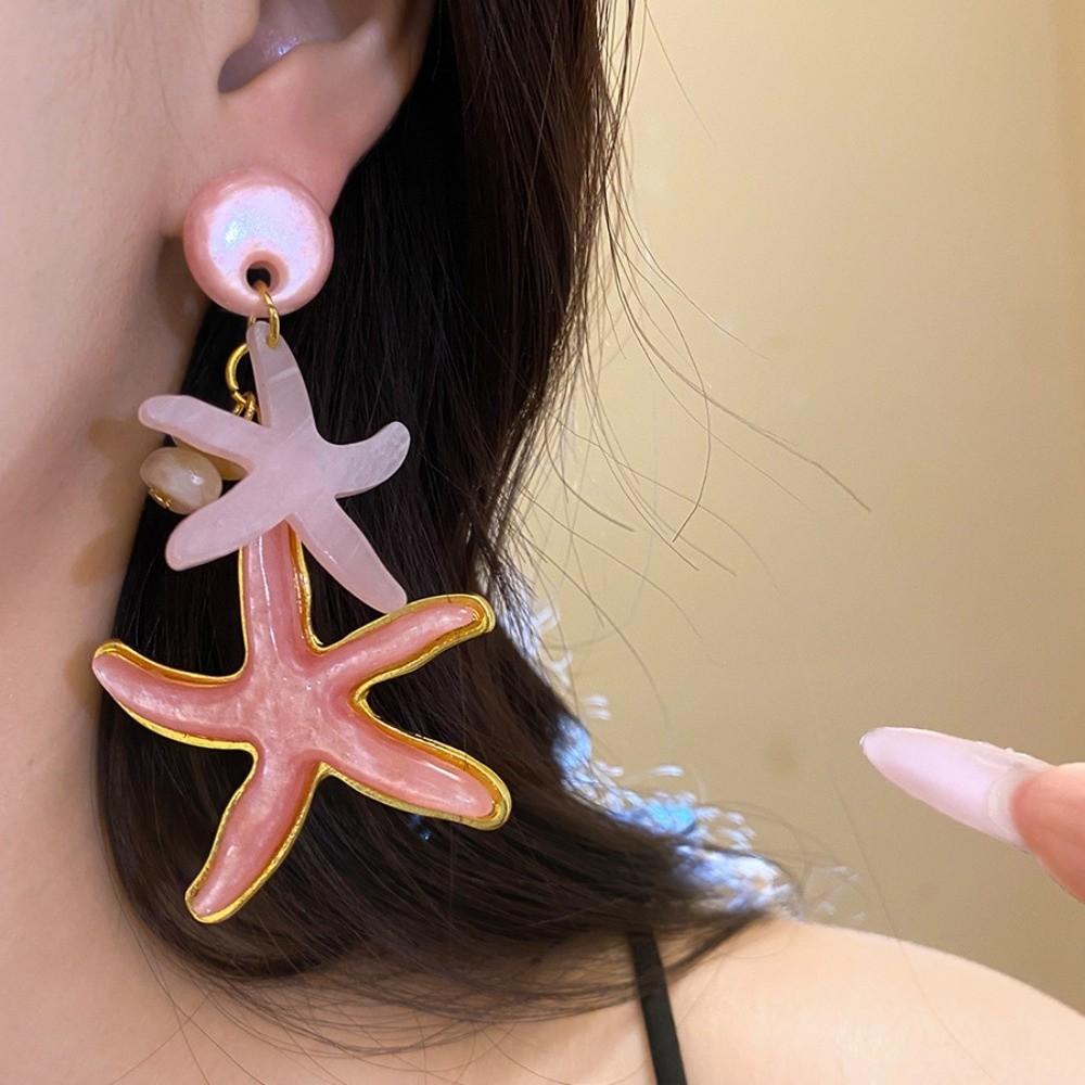 Candy Color Bohemian Dangle Earrings Shell Starfish Ear Pendant Vacation