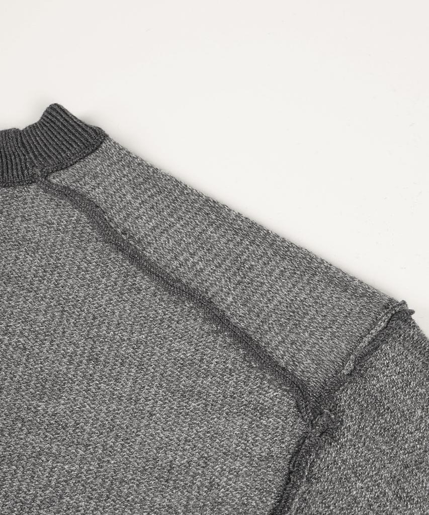 BIRBANTE Soft Washable Two-Tone Round Knit - Grey