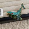 Vintage Women Men Exquisite Crystal Enamel Whale Brooches Badges Unisex Clothing Coat Sea Animal Pins
