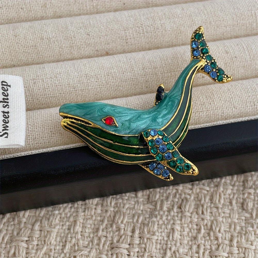 Винтажные Женские Мужские Изысканные Хрустальные Эмалированные Броши-Значки Кит Унисекс Одежда Пальто Морские Животные Булавки