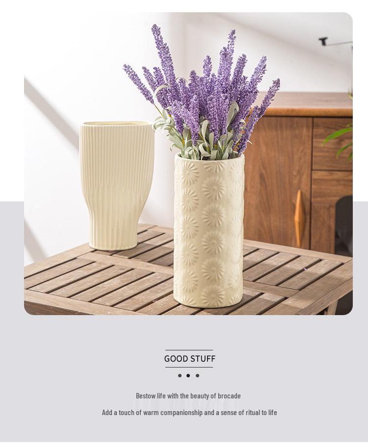 Nordic Ceramic Flower Vase - Creative Dried & Artificial Flower Holder for Living Room & TV Cabinet Decor.
