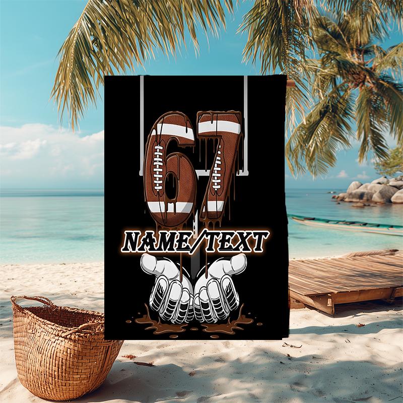 1PC Custom Name Football Artwork Beach Towel Highly Absorbent And Sand-Resistant Towel for Swimming, Pool, Yoga, And Travel Lightweight