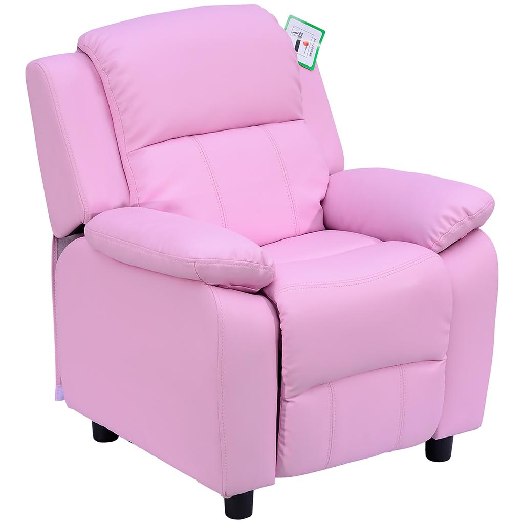 Kids Sofa Armchair Toddler Recliner Children's Chair Lounger Games Chair PU Leather w/ Storage (Pink)