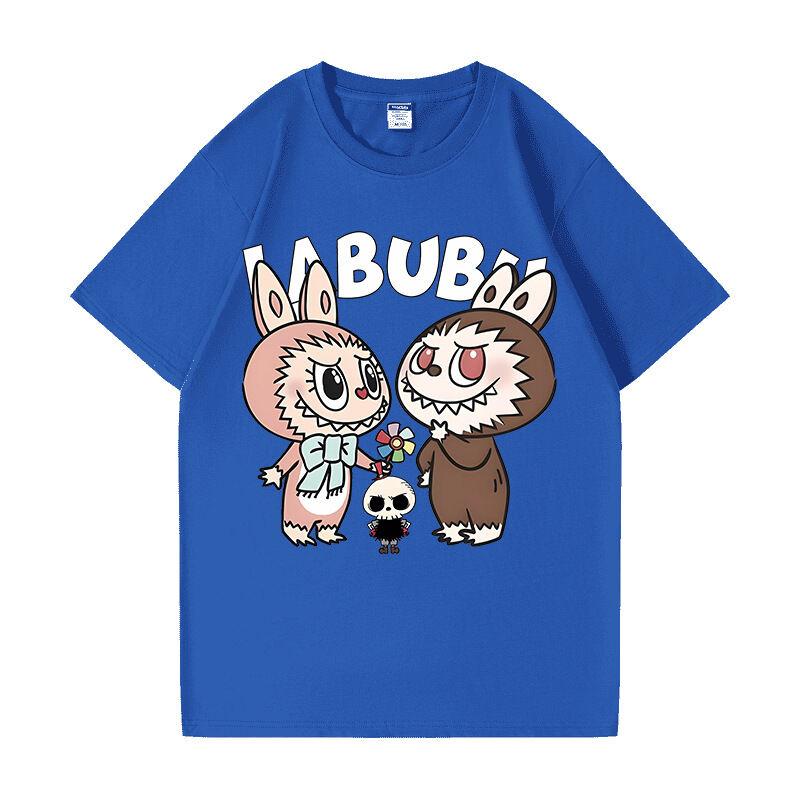 Beige T-shirt summer Labubu clothes printed short-sleeved cartoon top