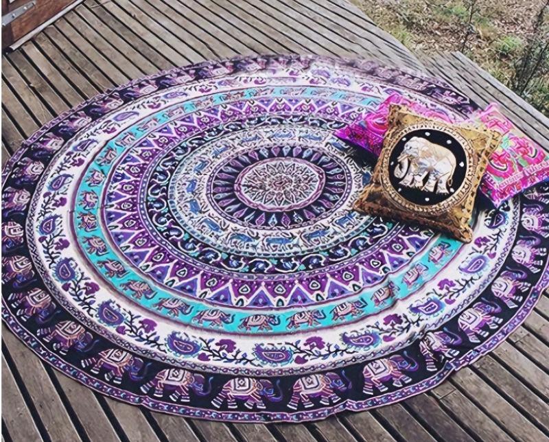 European and American Style Printed Crafts Circular Sunscreen Beach Towels Home Bathroom Quick Drying Absorbent Bath Towels