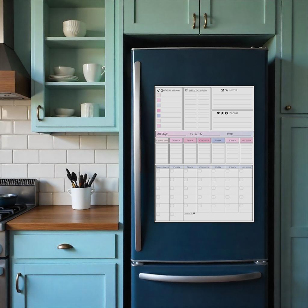Magnetyczny Planer na lodówkę Kalendarz Pisak + Notes lista zakupów