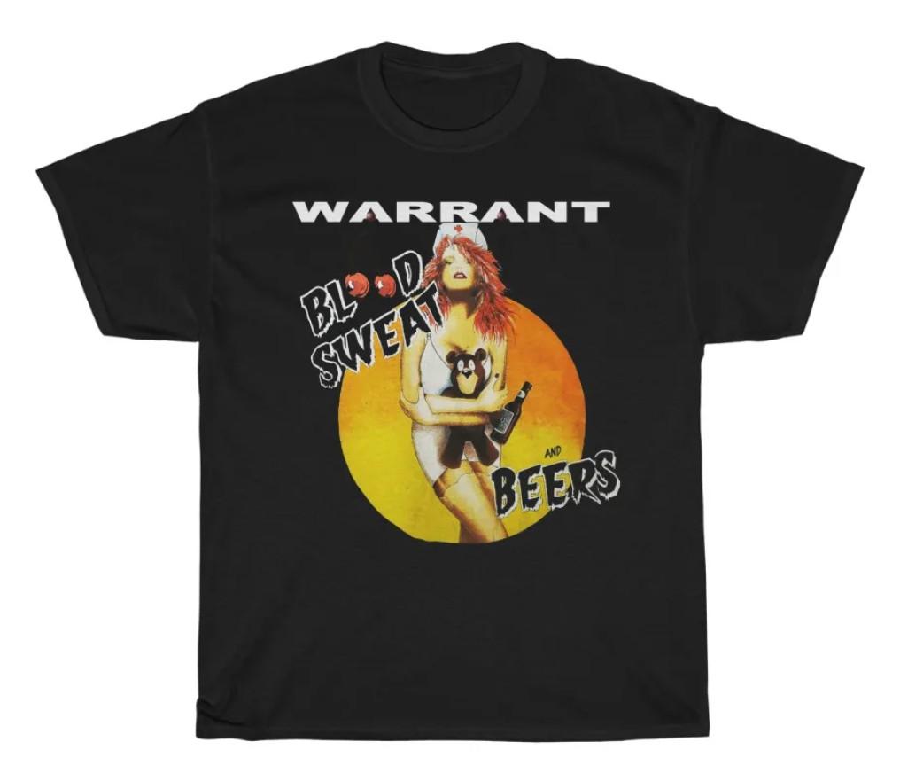 Vintage Warrant Blood Sweat and Beers Cotton Black Full Size Unisex Shirt BL911