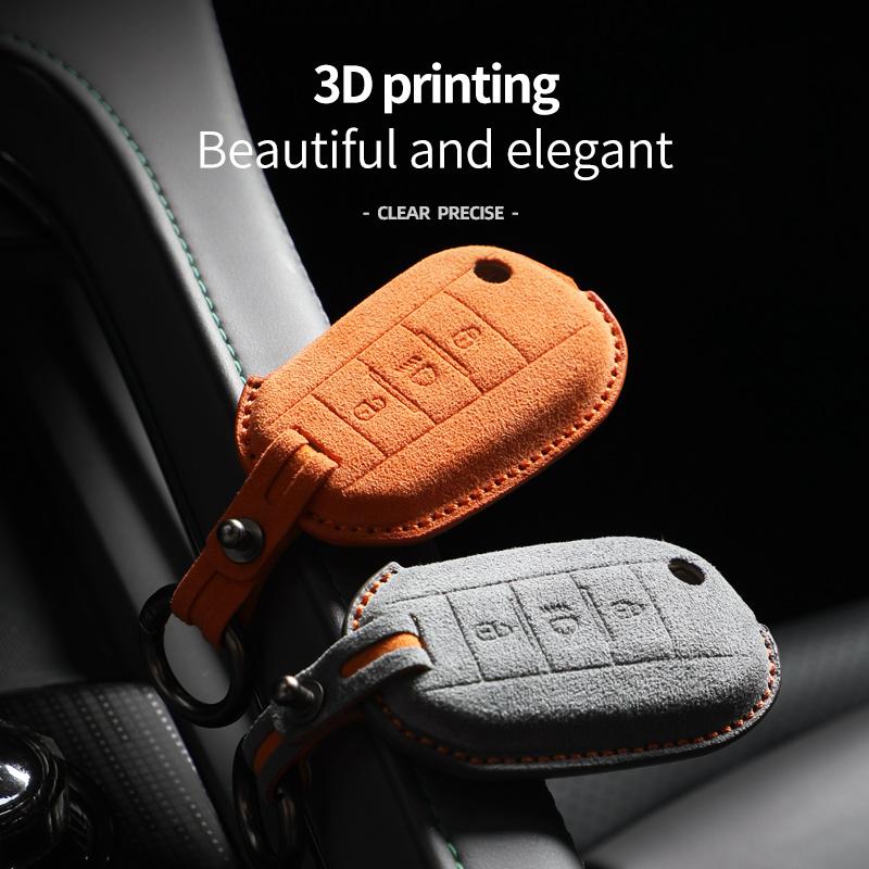 Interior Mouldings Alcantara Car Key Case Remote Buttons Cover Shell For Peugeot 3008 508 2008 5008 308 Suede Keychain Protector