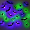 Glowing Spooky Bats for Ghost Festival Lighted 3D Bat/Spiders Wall Stickers Halloween Decor, Removable PVC Spiders Bedroom Decals with LED Lights