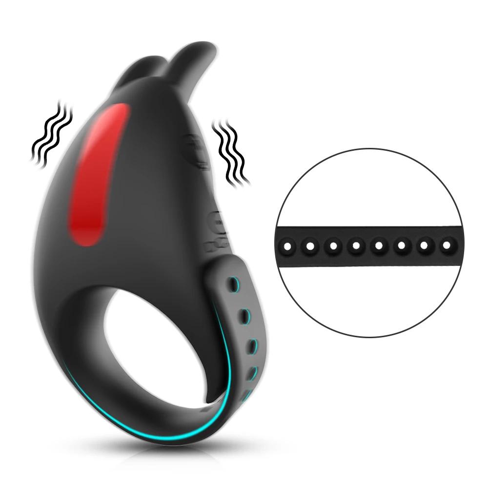 Remote Control Vibrating Penis Ring Sex Toys for Men Delay Ejaculation Clitoris Stimulation Dick Adjustable Buckle Cock Ring