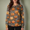 Women's Long Sleeve Single Breasted Halloween Print Cardigan Sweater