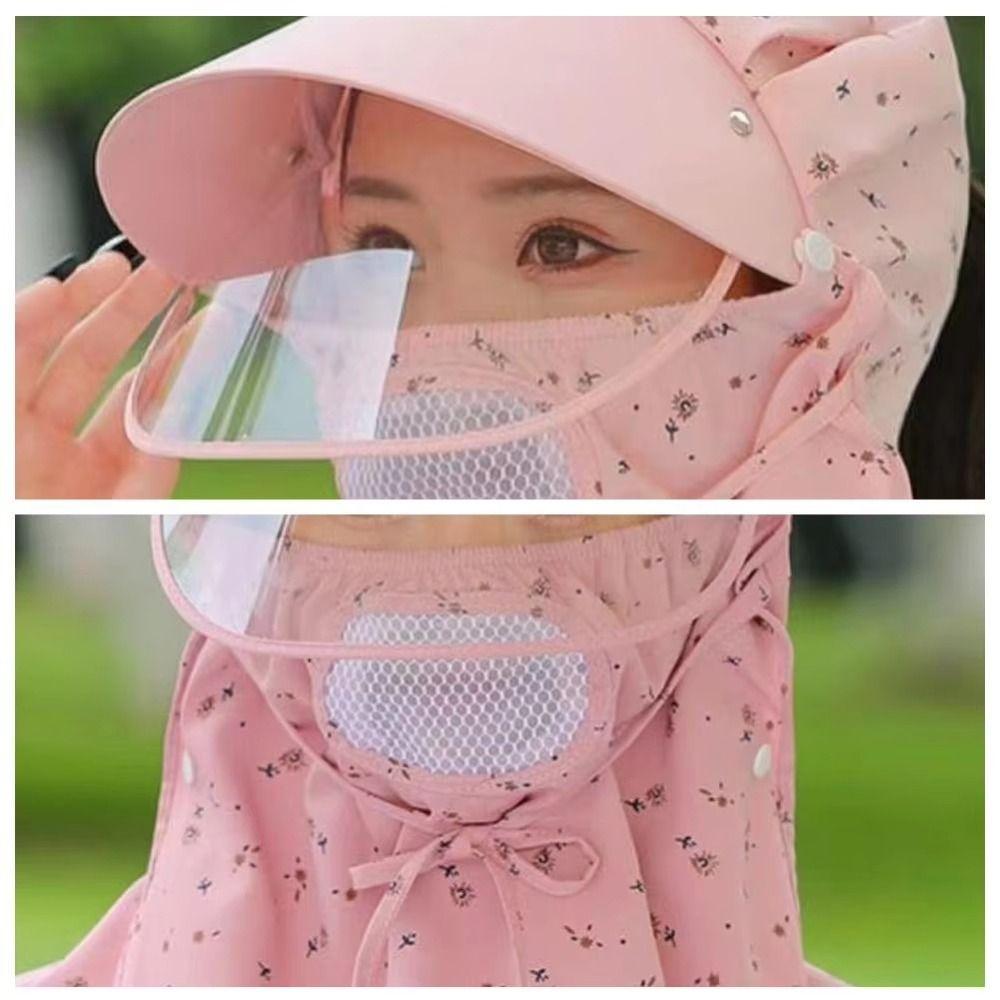 Floral Print Women Fisherman Hat Big Brim Picking Tea Hat Fashion Face Covering Sunhat  Face Shield