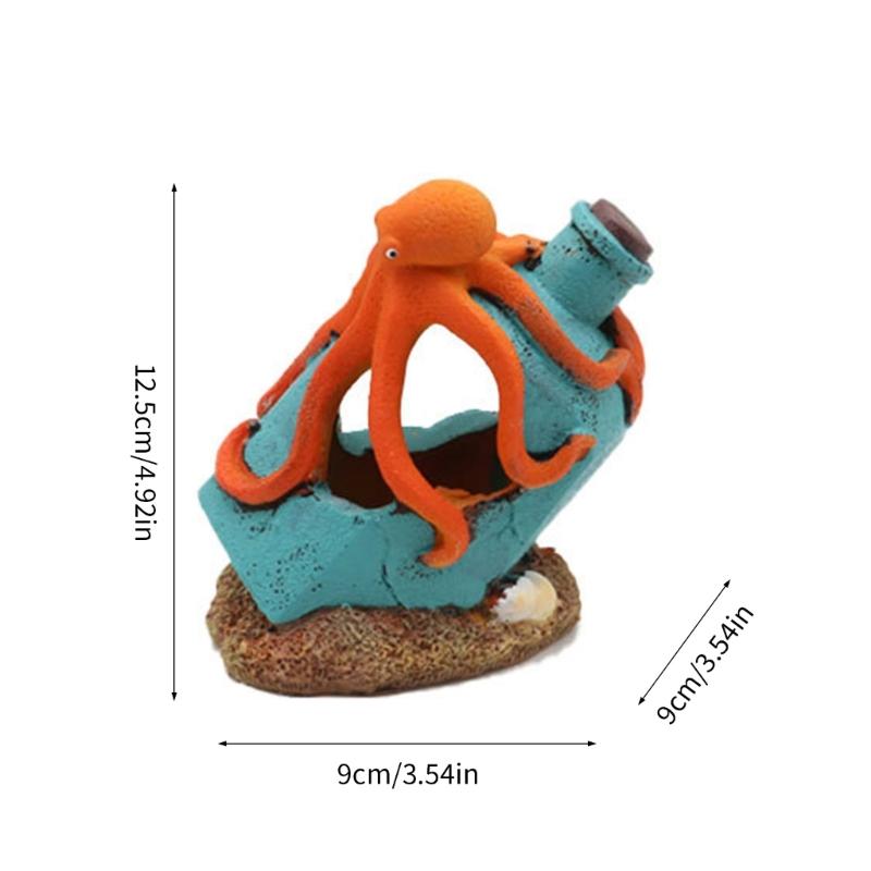 Drifting Bottle Octopuses Aquascaping Stone For Fish Tanks Resin Decorations Safe Lightweight Design