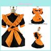 Cute Lolita Pumpkin Maid Halloween Party Costume Dress With Headdress