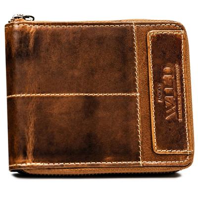 Cartera de cuero para hombre con cremallera y RFID Always Wild
