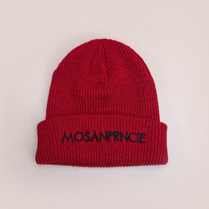 Embroidered Alphabet Hip Hop Knitted Hat Men S And Women S Warm Casual Street Daily Pullover Hat 54-60cm красный