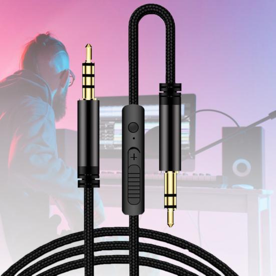Audio Cable Stable Transmission Anti-interference Built-in MIC 3.5mm Male to Male Audio Wire for Headphone