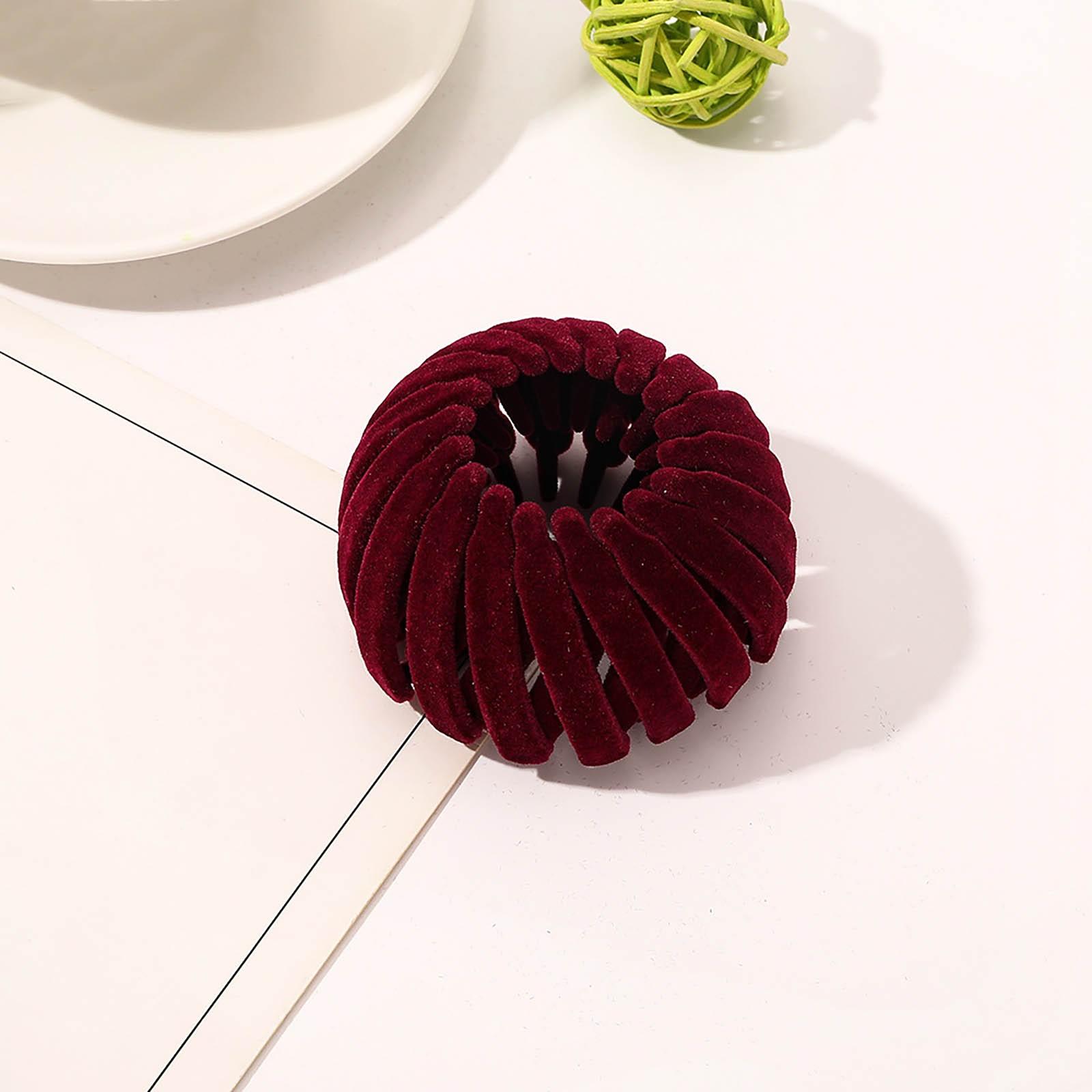 

Флокирование, матовые ленивые бигуди для волос, бутон цветка, шарик, заколка для волос, женственность, пряжка из хвоща, сетка, красный зажим, головной убор One Size винный