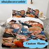 Set Biancheria da Letto Musicale Ed Sheeran con Nome Personalizzato, 3 Pezzi, Include 1 Copripiumino e 2 Federe, Adatto per Dormitori e Camere da Letto, Regalo