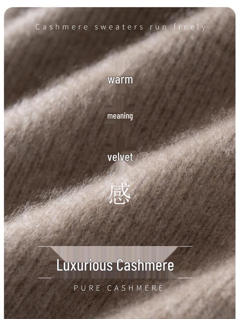 Women's Striped High-Neck Cashmere Sweater: Autumn/Winter Slimming Wool Pullover and Base Layer Knitwear