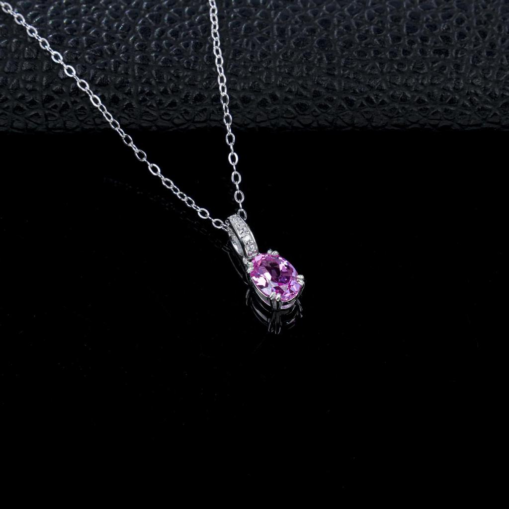 Powder Blue Sapphire & Diamond Clasp Necklace In 925 Sterling Silver - Delicate Chain for Women, Perfect Gift for Qixi or Birthdays.