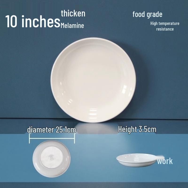 White 10-inch Deep Round Melamine Dinner Plate