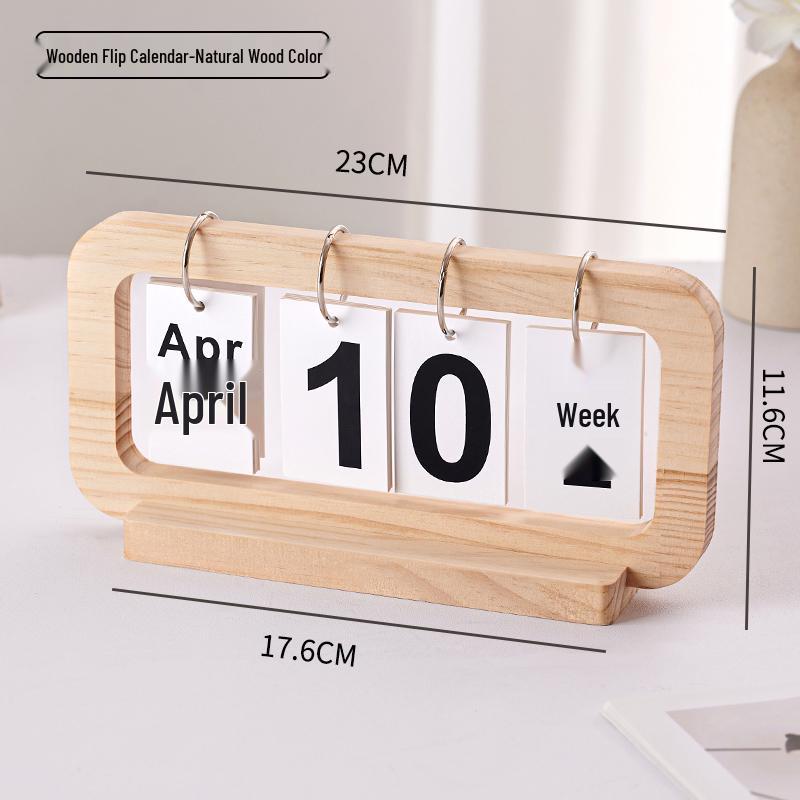 Creative Wooden Flip Calendar: Desktop Ornament & Photo Prop