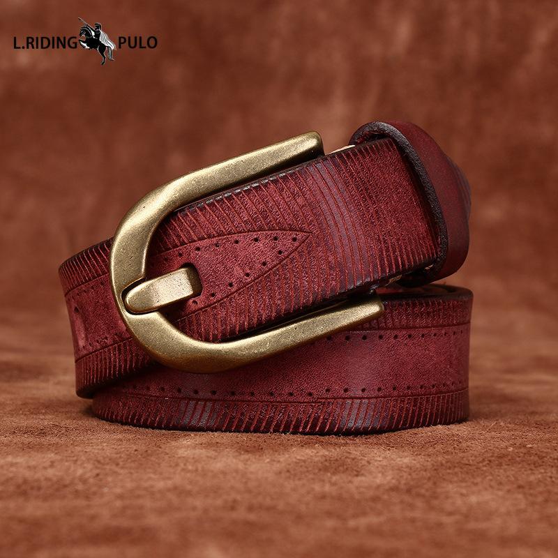 Retro Washed Top Layer Cowhide Belt Men's Genuine Leather Pin Buckle Casual Denim Men's Belt