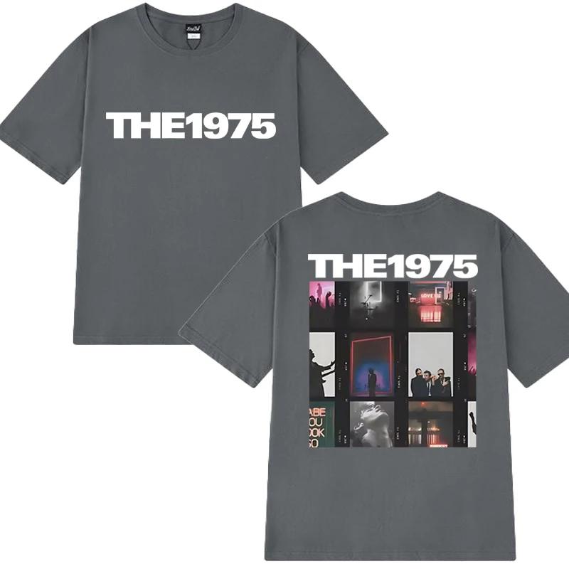 Hot Sale New Rock Band The 1975 Double Sided Print T Shirts Men Women Vintage Tops Unisex Oversized Cotton Short Sleeve T-shirt