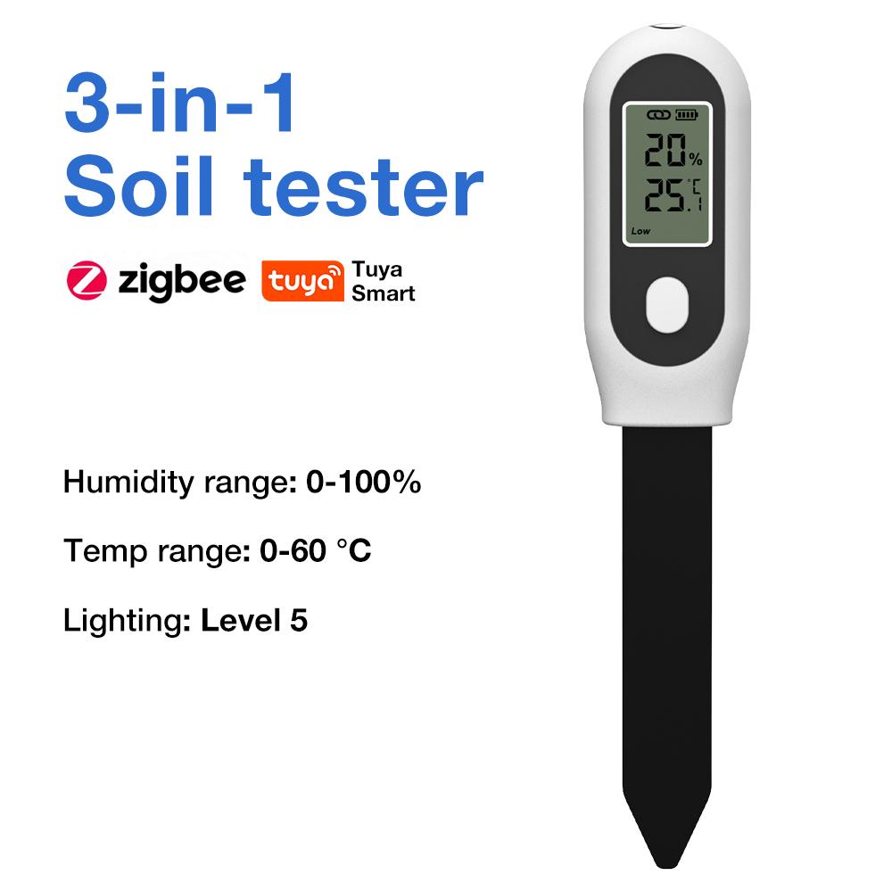 

Tuya Zigbee Soil Tester Smart Soil Sensor Digital Soil Moisture Detector Temperature Humidity Sunlight Meter for Pots Garden сірий колір