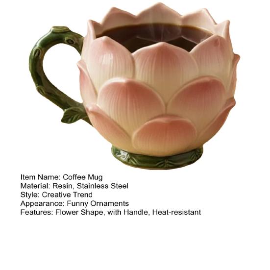 Bloemen Koffiemok met Handvat Hittebestendig Grote Capaciteit Bloemvormig Thee Melk Water Drinkbeker Decoratie Bloemenliefhebber Cadeau