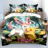 Custom Name Cute Pokemon Sylveon Printed Bedding Set 1 Duvet Cover 2 Pillowcases Boys Girls Children Luxury Gifts Multiple Sizes