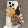Silver iPhone Case for 13/14 Pro, 15 Pro Max, 16 Pro, 17 with New Oil Painting Design