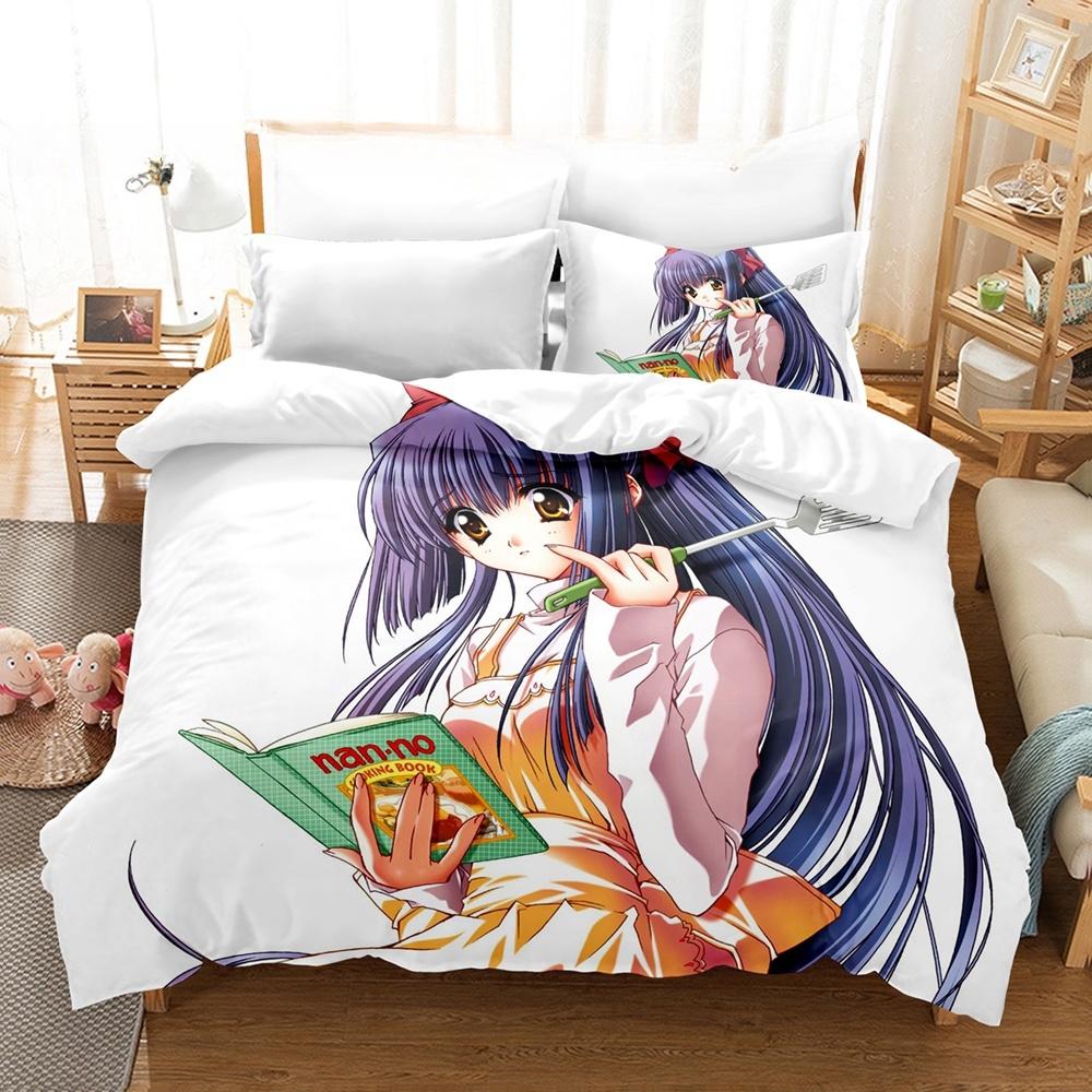 New 3D Priningt Kawaii Girls Yae Sakura (Shuffle!) Bedding Set Cartoon Anime Three-piece Set Adult Kid Bedroom Duvetcover Sets